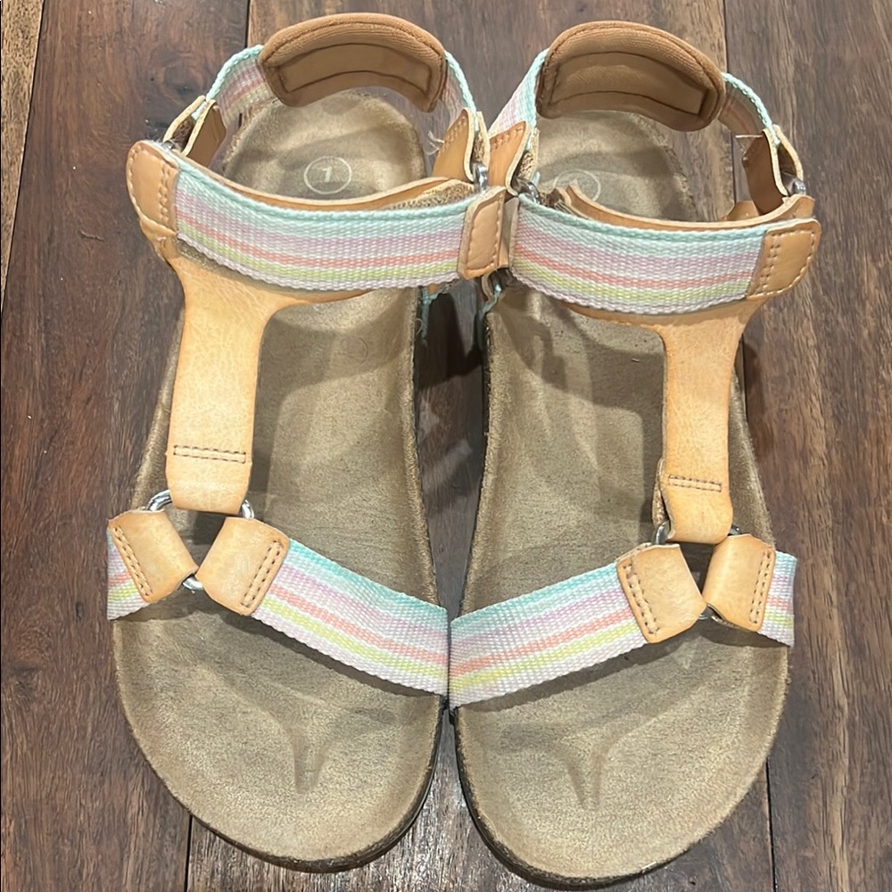 Cat & Jack Pink and Beige Sandals with Velcro Adjustable Straps Size 1